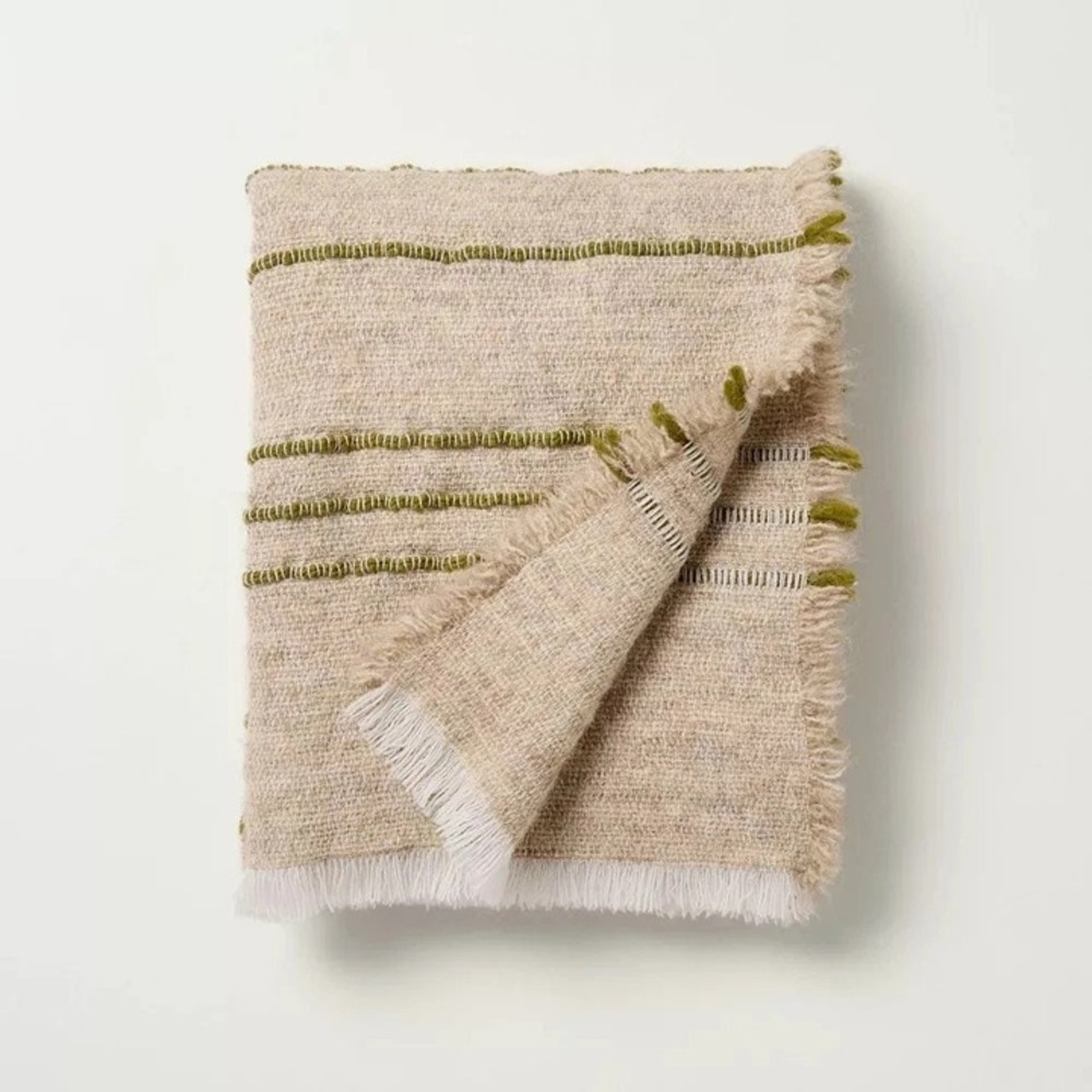 Cozy Stripe Throw Blanket Green/Tan - Hearth & Hand Magnolia, Target